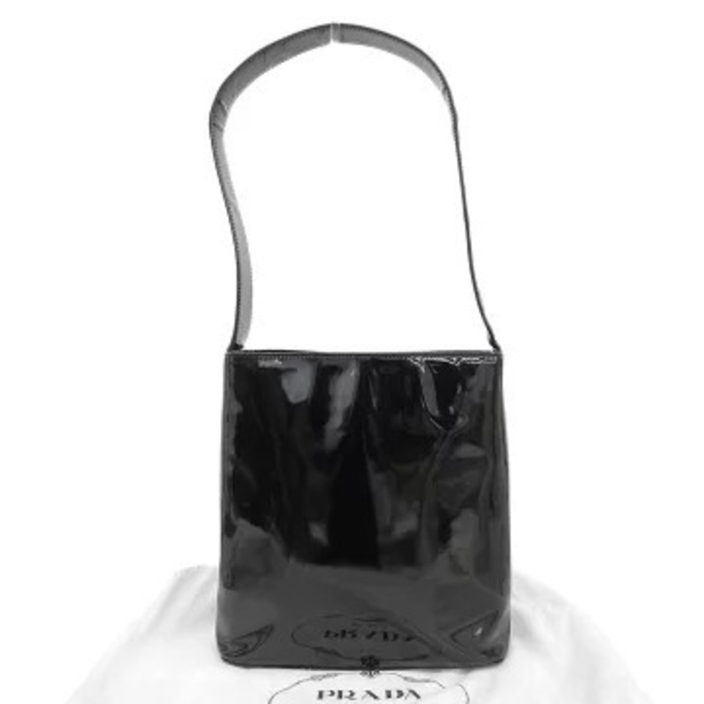 Prada One Shoulder Hobo Bag Enamel Black